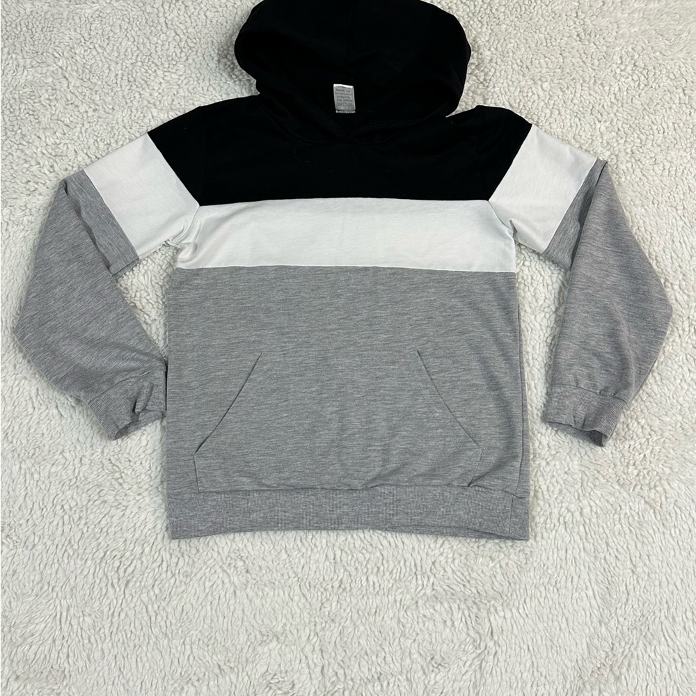 Kids Colorblock Hoodie - Black, White, and Gray